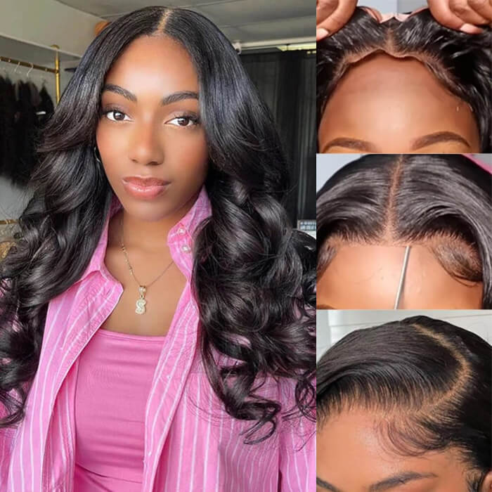 8x5 Pre-All Glueless Wig Body Wave HD Lace Closure Human Hair Pre Bleached Pre Plucked Pre Styled