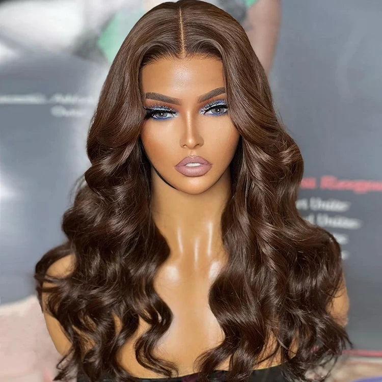 #4 Chocolate Brown Color Glueless Ready & Go Wig 8*5 Pre Cut HD Lace Closure Wigs