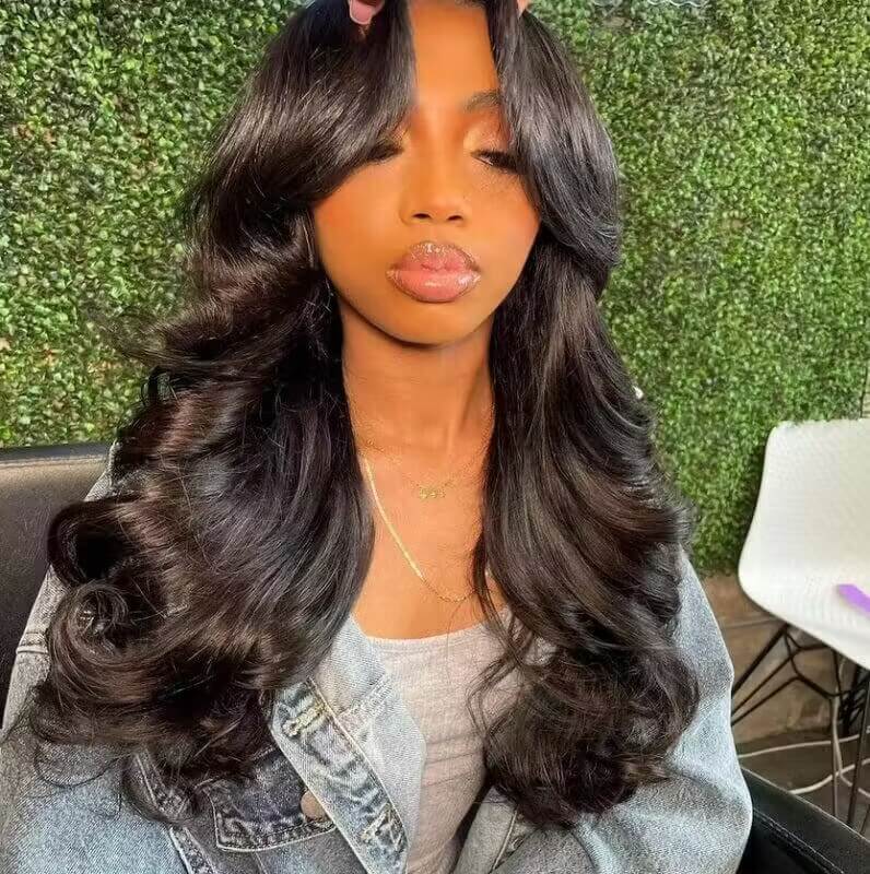 Face-Framing Curtain Bangs Body Wave Wig Glueless Pre Cut HD Lace Ready To Go Wig Pre Plucked Pre Bleached