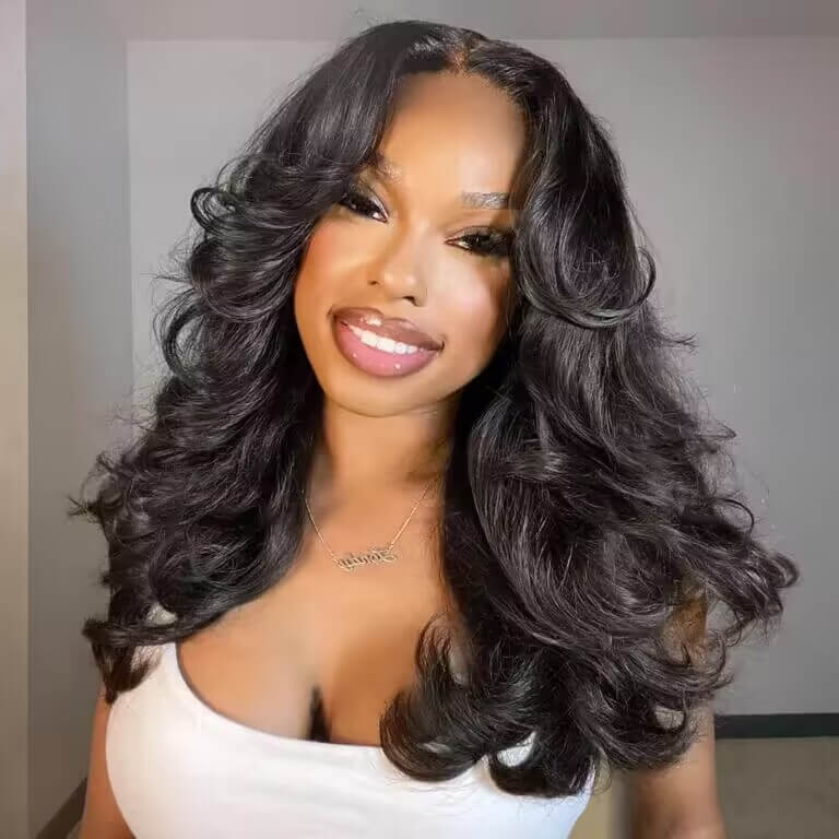 Face-Framing Curtain Bangs Pre-bleached Body Wave Glueless HD Lace Wig with Layers Ready To Go Wig