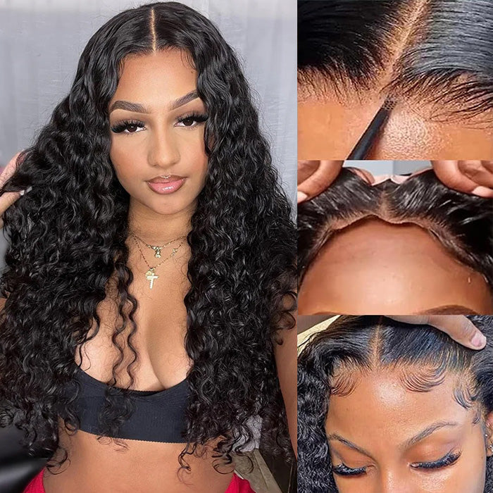 Pre-All Glueless Wig Deep Wave 8x5 Closure HD Lace 100% Human Hair Wig Ready To Go