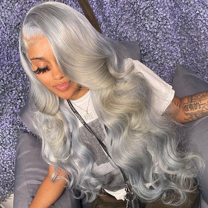 Grey Human Hair Wig 13x4 HD Lace Frontal Wig Colored Human Hair Wigs For Women