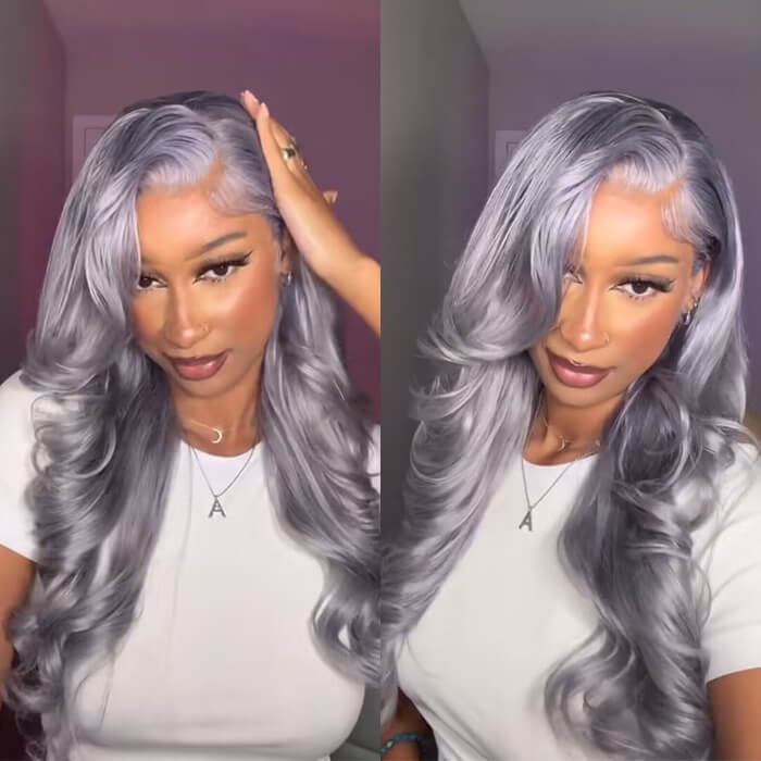 Grey Human Hair Wig 13x4 HD Lace Frontal Wig Colored Human Hair Wigs For Women