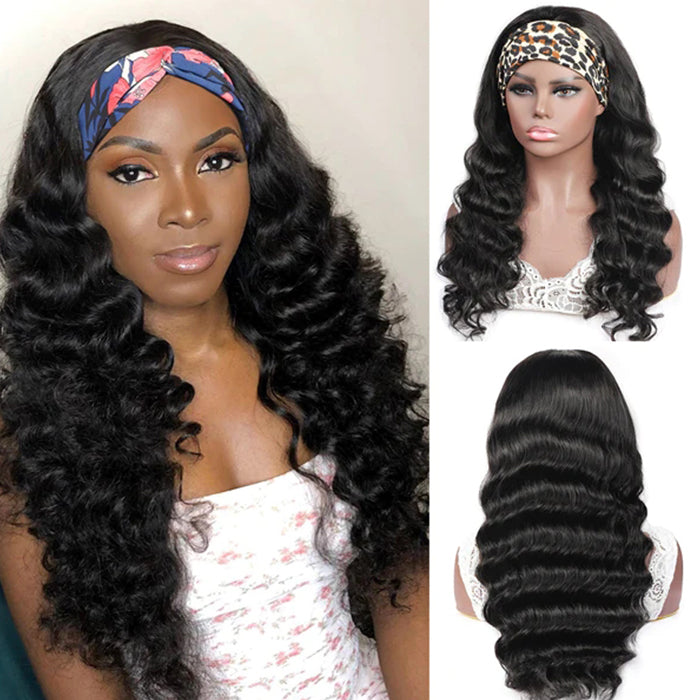 Loose Wave Headband Wigs Human Hair Wigs With Various Headbands