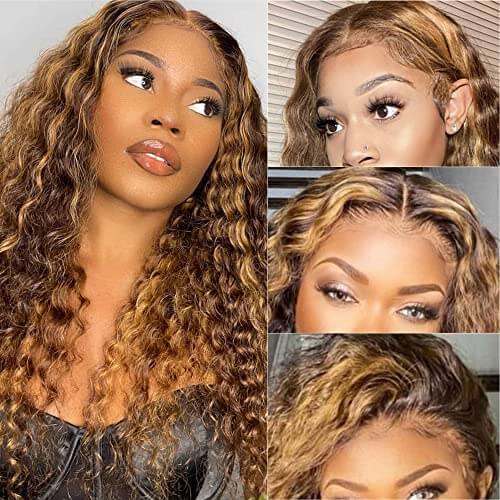 Highlight Deep Wave Frontal Wig 13*4 13*6 Glueless HD Lace Wigs with Pre Plucked Hairline