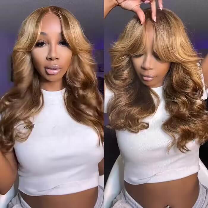 Face-Framing Curtain Bangs Pre-bleached Body Wave Glueless HD Lace Wig with Layers Ready To Go Wig