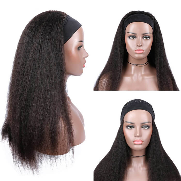 Kinky Straight Headband Wig Human Hair No Gel No Glue Wig