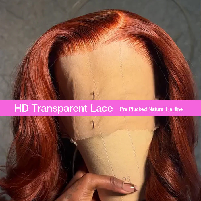 Loose Body Wave 13*4 Lace Wigs Ginger Brown Lace Front Wigs Human Hair Undetectable Transparent Lace Wigs