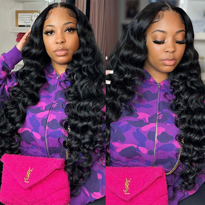 Glueless Ready And Go Wigs Loose Wave Lace Closure Wigs With Pre Cut Lace Hairline