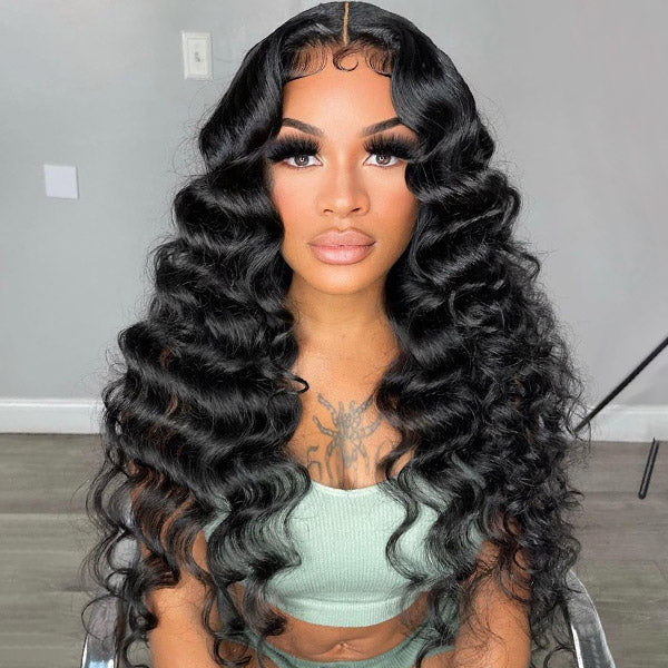 Glueless Ready And Go Wigs Loose Wave Lace Closure Wigs With Pre Cut Lace Hairline