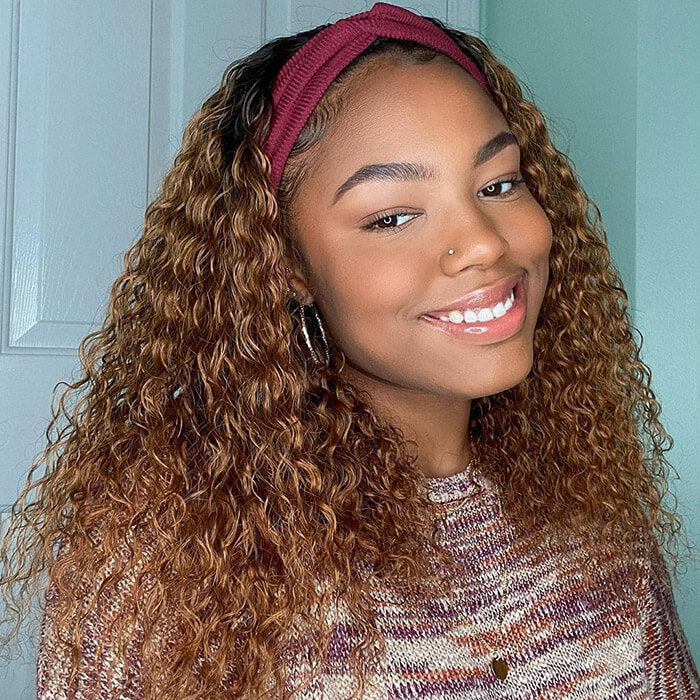 T1B/30 Deep Wave Ombre Headband Wig Human Hair