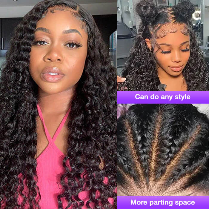 SKINLIKE HD Lace Frontal Wig Water Wave 13x6 Pre-Cut Lace Full Frontal Glueless Wig with Bleached Small Knots