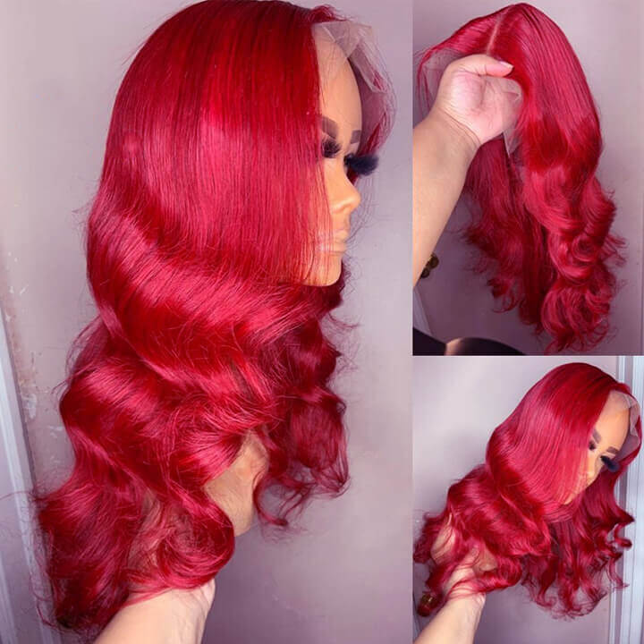 Red Lace Front Wig Straight & Body Wave 13*4 HD Lace Frontal Human Hair Wigs For Women