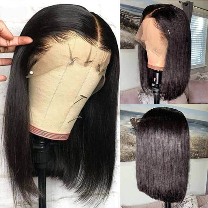 Affordable Straight Bob Wig Human Hair Pre Plucked Glueless Lace Front Wig