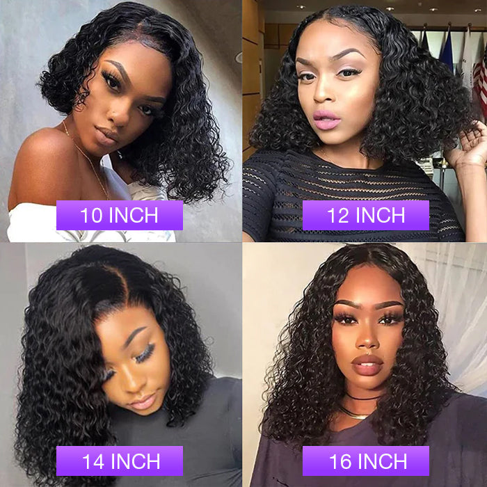 Hermosa Hair Ready & Go Wigs 220% Density Deep Wave 8*5 Pre Cut HD Lace Glueless Bob Wig with Pre Bleached