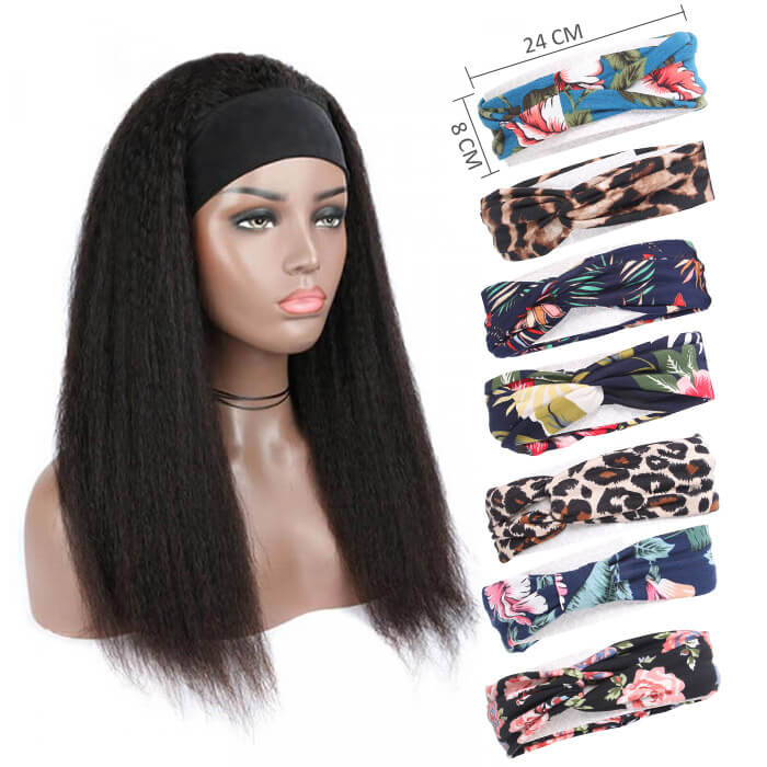 Kinky Straight Headband Wig Human Hair No Gel No Glue Wig