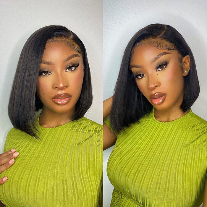 Affordable Straight Bob Wig Human Hair Pre Plucked Glueless Lace Front Wig