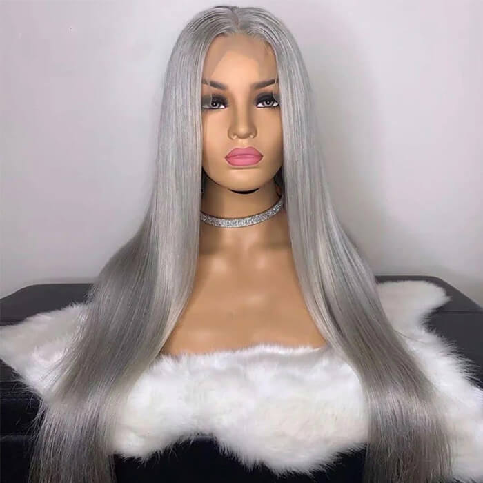 Grey Human Hair Wig 13x4 HD Lace Frontal Wig Colored Human Hair Wigs For Women