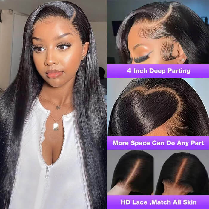 13x4 Pre-Cut Lace Front Straight Wig Real Ear To Ear Pre-Cut & Pre-Pluck & Pre-Bleached Pre-All Wig