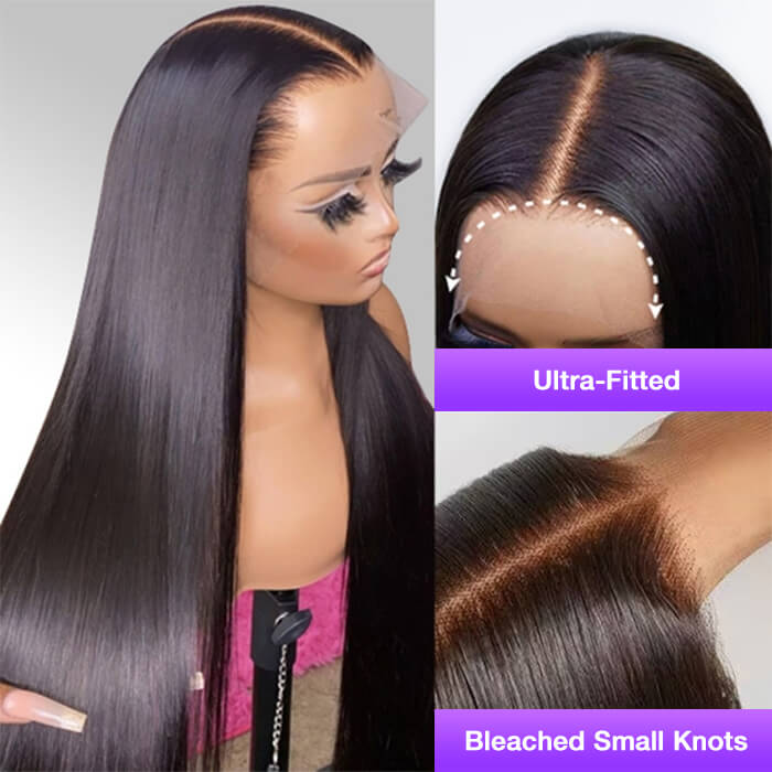 SKINLIKE HD Lace Frontal Wig 13x6 Ultra-Fitted Full Frontal Straight Human Hair Wigs With Pre Bleached Small Knots