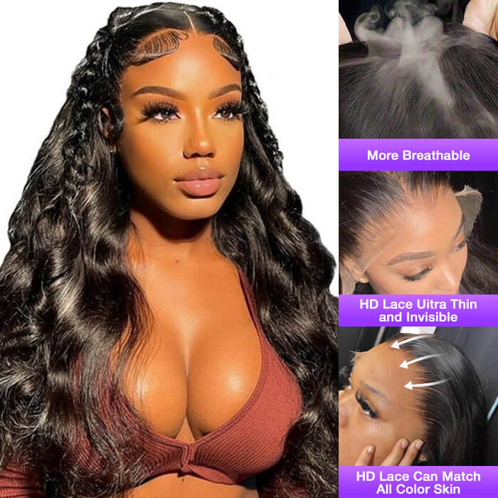 Skin Melt HD Lace Wigs Body Wave 13*4 Lace Front Wigs Human Hair Real Transparent Lace