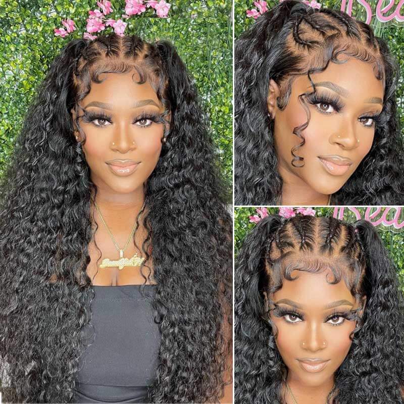 Water Wave Lace Frontal Wigs 100% High Quality Virgin Human Hair Wigs Pre Plucked