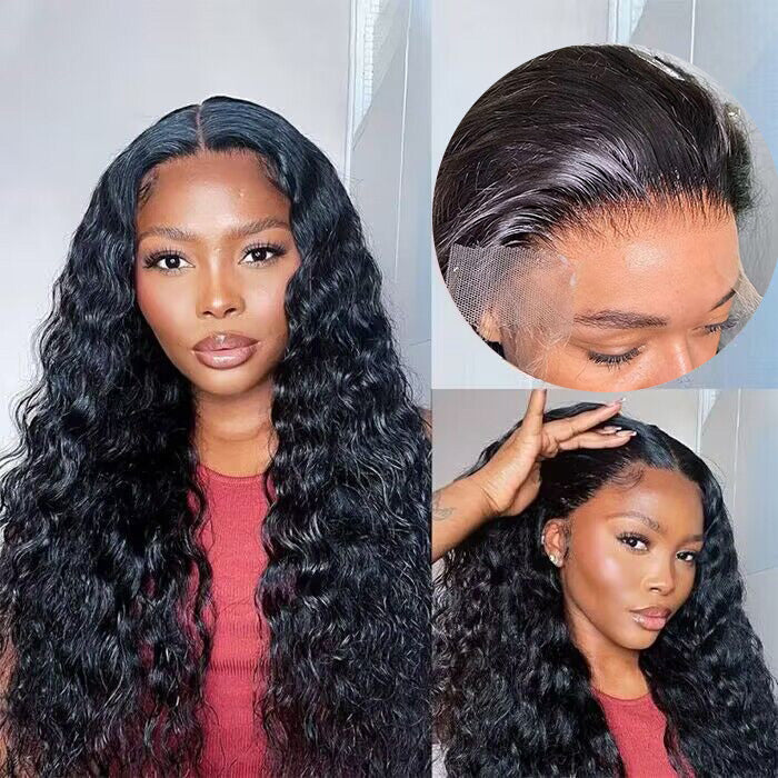 Water Wave Lace Frontal Wigs 100% High Quality Virgin Human Hair Wigs Pre Plucked