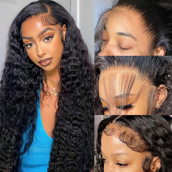 Water Wave Lace Frontal Wigs 100% High Quality Virgin Human Hair Wigs Pre Plucked