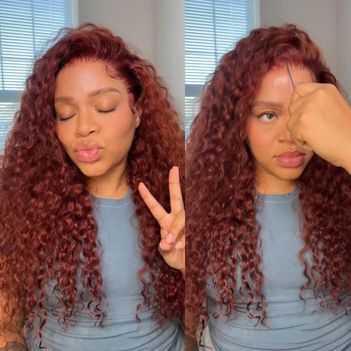 Reddish Brown 13x4 Lace Frontal & 8x5 Closure Wig Put On and Go Glueless Wig Human Hair