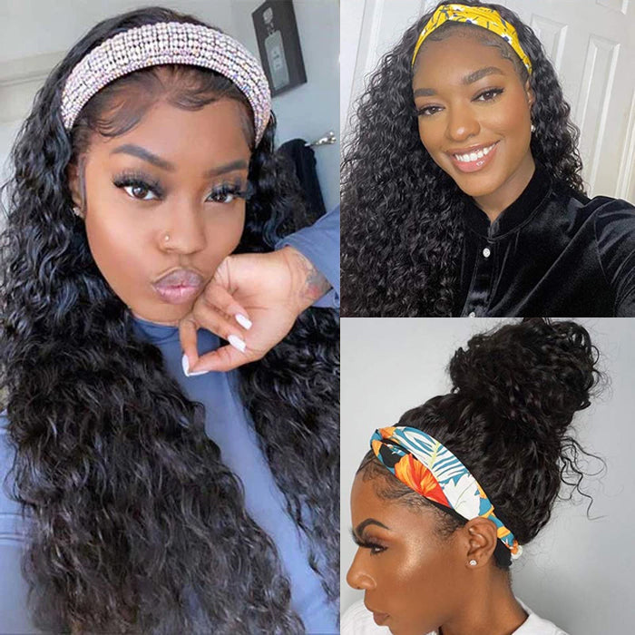 Body Wave Headband Wig Human Hair Affordable Half Wig Styles