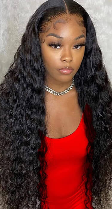 Deep Wave 13x6 Full Frontal Skin Melt HD Lace Wigs Invisi-String 360 Pre Cut HD Glueless Wigs