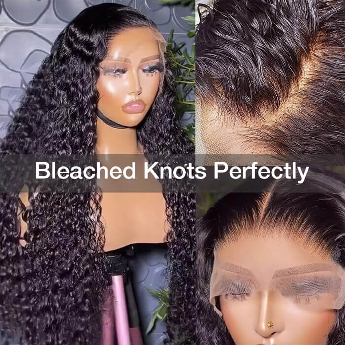 13x6 Ultra-Fitted Full Frontal HD Lace Wig Water Wave Pre Bleached Knots Skin Melt Lace Human Hair Wigs